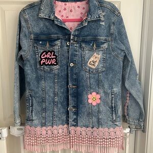 Denim Jacket with Pink Accents